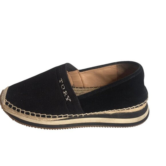 Tory Burch Shoes Womens Size 8.5 Black Espadrille Slip-On Canvas Jute Logo Flat - Picture 13 of 16